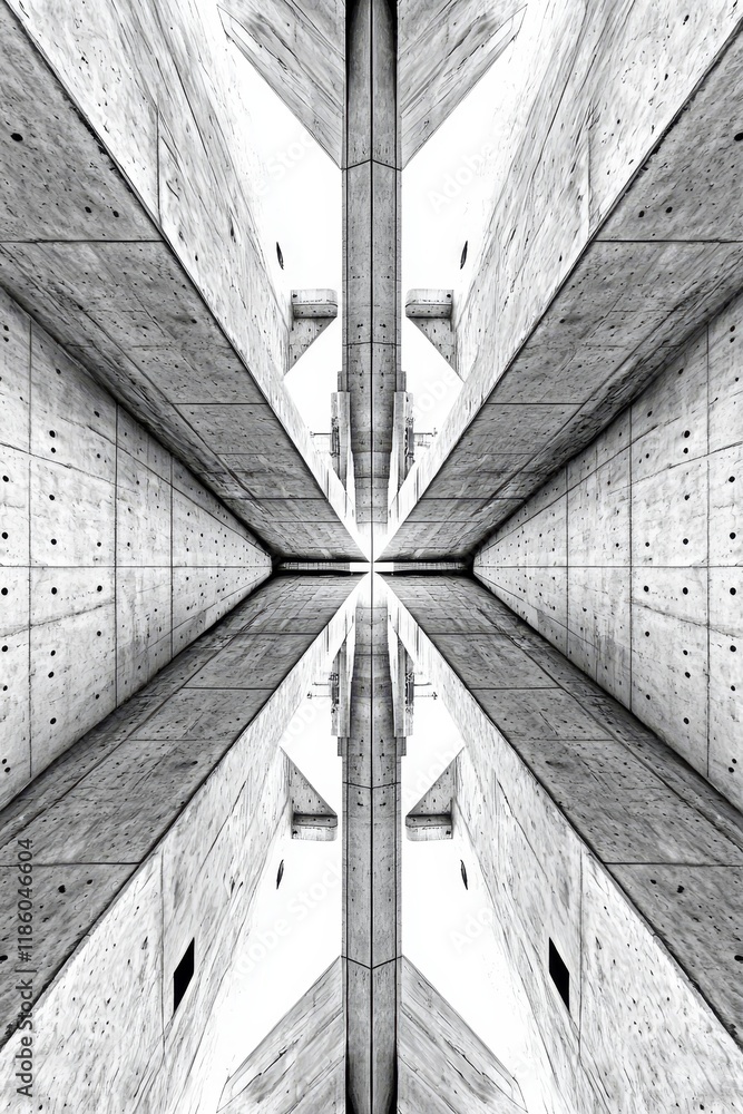 Aufkleber designing a modern concrete building with a distinctive cross roof structure
