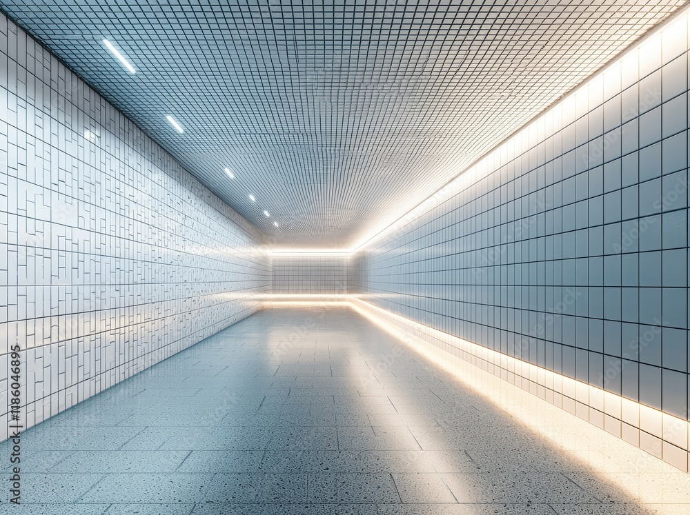 Poster a 3d rendering of an abstract modern architectural background showcasing an empty open white space i