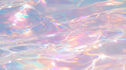 Obraz premium Abstract iridescent water surface with liquid texture for design, print, background, wallpaper, textile. Close up view with copy space.
