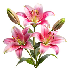 Fototapeta premium Stunning Pink Asiatic Lilies Bouquet Closeup Photography High Resolution Image Floral Background