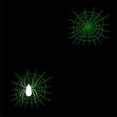 Print pattern halloween cobweb green white color on black background - vector