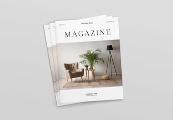 Stack of Three Mockup Magazines