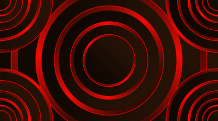 3d circle vector background design for banner, flyer, futuristic, poster etc. | Modern geometric shape dark red-black color 3d background with circular pattern of all 4 corner of vector design