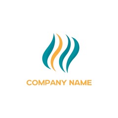 Abstract colorful flame logo with teal and orange shapes, suitable for business or company branding