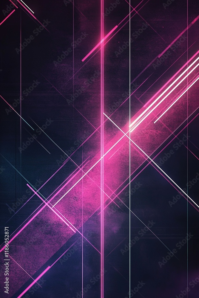 Poster futuristic grid pattern with glowing neon lines and dark background suitable for modern design appli