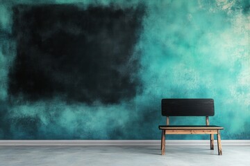 Empty chair textured turquoise wall