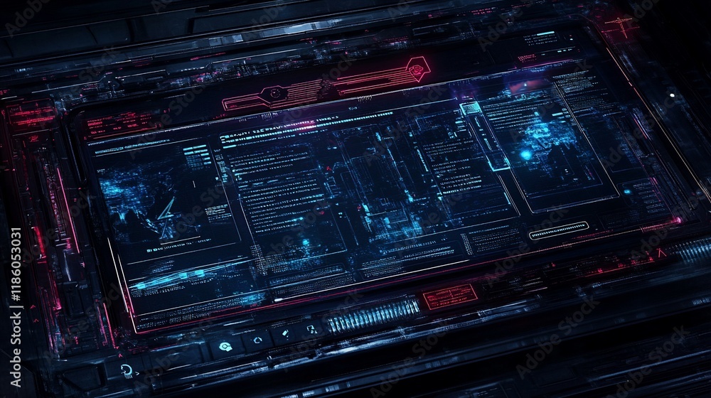 Poster futuristic digital interface:cybernetic system display