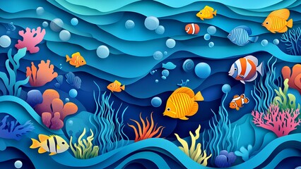 Tropical Fish and Coral Reef Scene