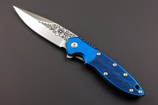 A folding knife design with flat background