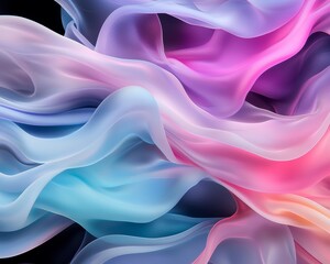 Obraz premium Abstract Pastel Swirling Fabric Texture Pink Purple Blue and Teal Flowing Drape Background