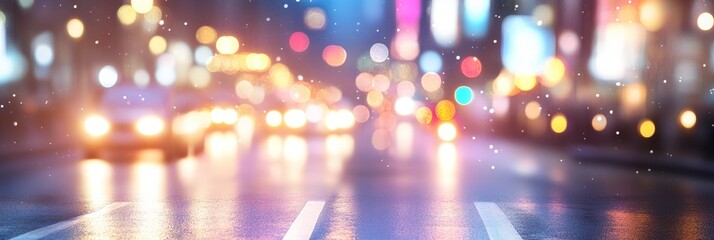 Abstract Blurred City Lights at Night, Artistic Bokeh for Modern Business Communications