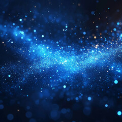 Colorful cosmic background with shimmering blue particles and stars at night