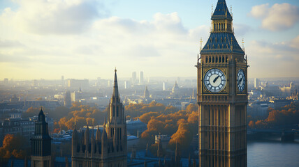 London Skyline: Majestic Big Ben at Sunrise 