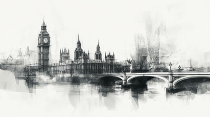 Fototapeta premium black and white building house, landscape, travel, sketch, wallpaper, town, famous, landmark, drawing, white, skyline, tourism, elements, creative, technology, engineering, real estate, shape, backgro