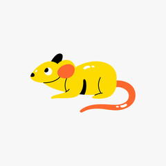 Yellow mouse in flat vector illustration symbolizing small pets, curiosity, and wildlife, isolated on white background