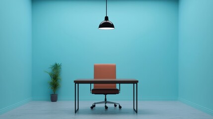 Empty minimalist office promoting concentration and focus