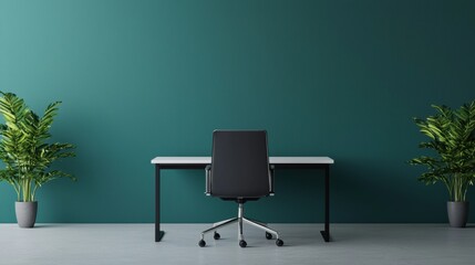 Minimalist office with desk, chair and plants promoting concentration and focus