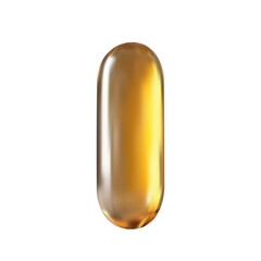 Realistic Golden Capsule or Softgel for Medical, Pharmaceutical, and Nutritional Supplement Branding. Vector illustration