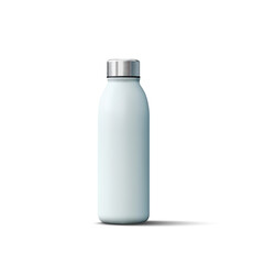 Minimalistic White Water Bottle with Metallic Cap for Branding, Product Mockups, and Eco-Friendly Lifestyle Design. Vector illustration