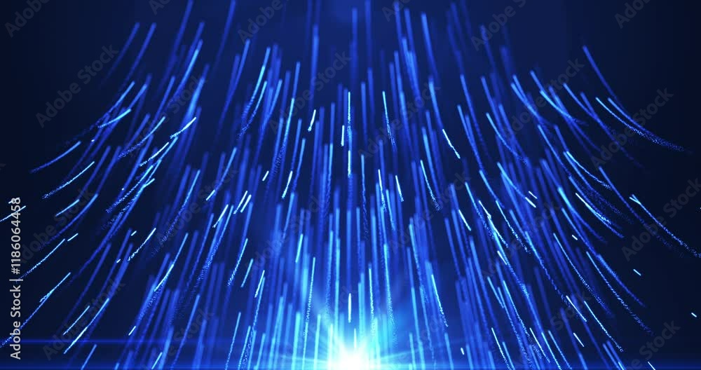 Poster blue light dust particles rise up. elegant abstract background video with light particles. abstract 