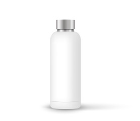 Realistic 3D Vector Icon of an Isolated Metal Water Bottle for Fitness and Sport Branding, Advertising, and Packaging