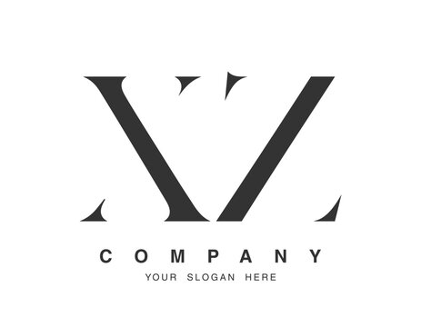 XZ logo design. Initial letter x and z serif font style. Creative classic company name typography. Trendy logotype or identity.