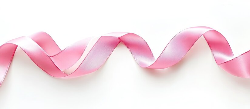 Heart shaped pink ribbon isolated on white. with copy space image. Place for adding text or design