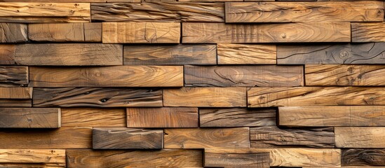 Fototapeta premium a rectangular wooden wall pattern. with copy space image. Place for adding text or design