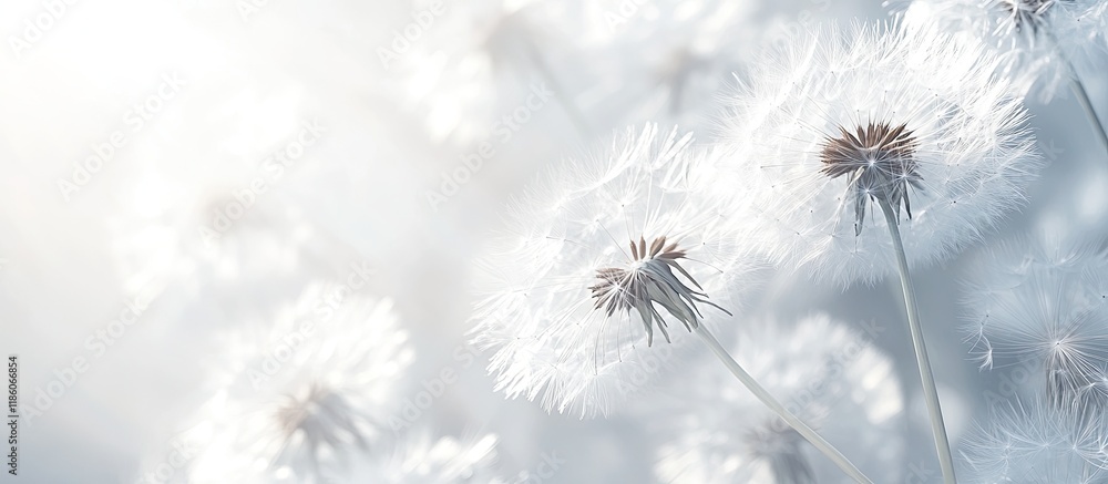 Aufkleber creative background featuring white dandelion inflorescence suitable for a festive backdrop or proje