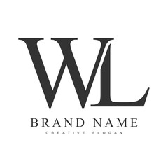 WL trendy logotype template. Initial letter w and l classic font style. Creative logo for company name or identity.