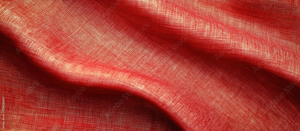 Poster Red Natural Linen Fabric Texture. with copy space image. Place for adding text or design