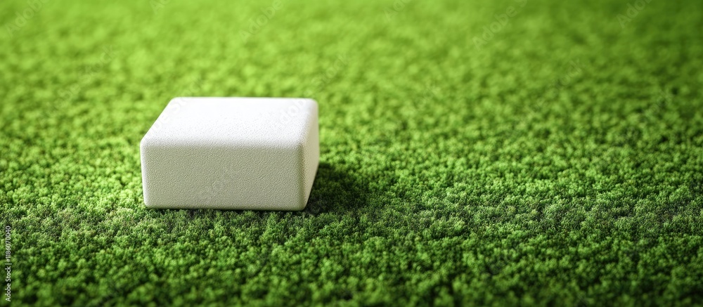 Wall mural nisa letter block positioned on a green carpet. with copy space image. place for adding text or desi