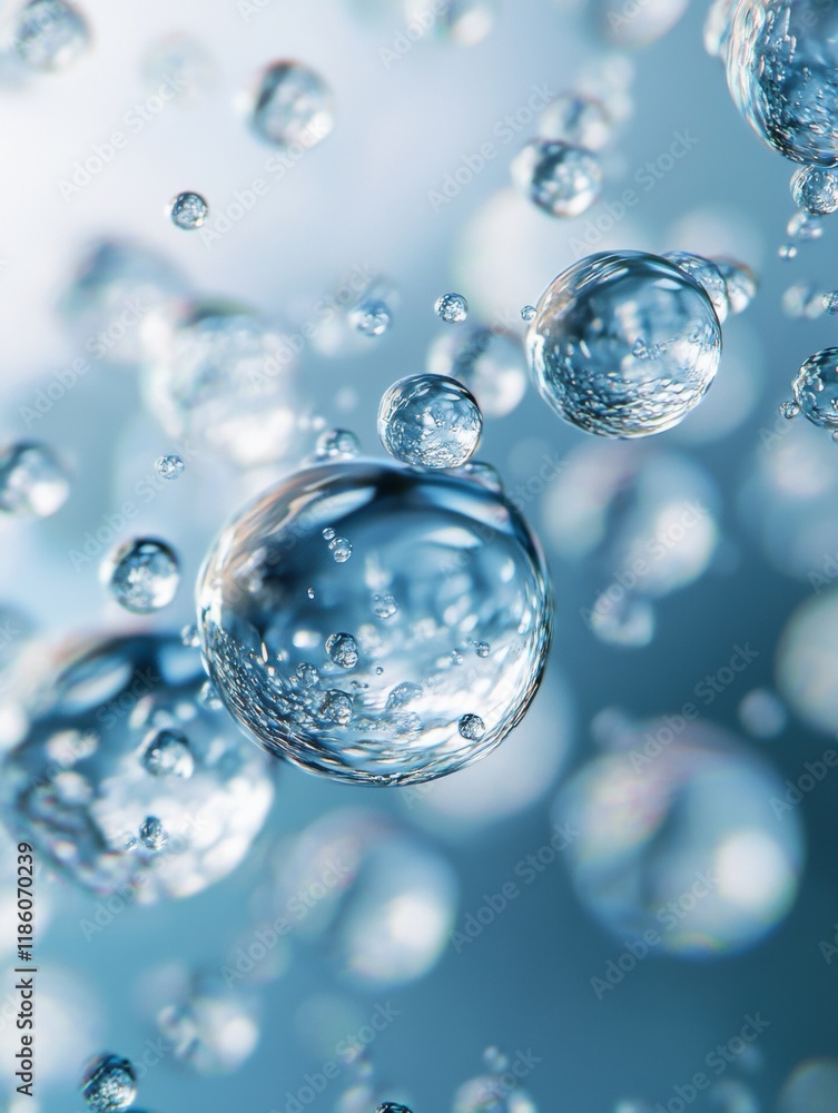Poster viruses floating in droplets of water during scientific study in a laboratory setting. generative ai