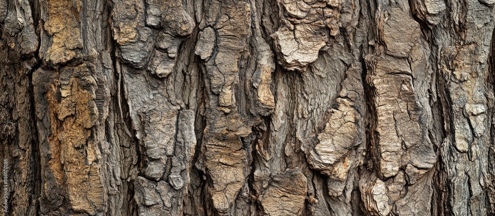 Poster close up of an oak tree trunk serving as a natural background with copy space