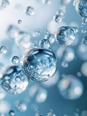 Viruses floating in droplets of water during scientific study in a laboratory setting. Generative AI