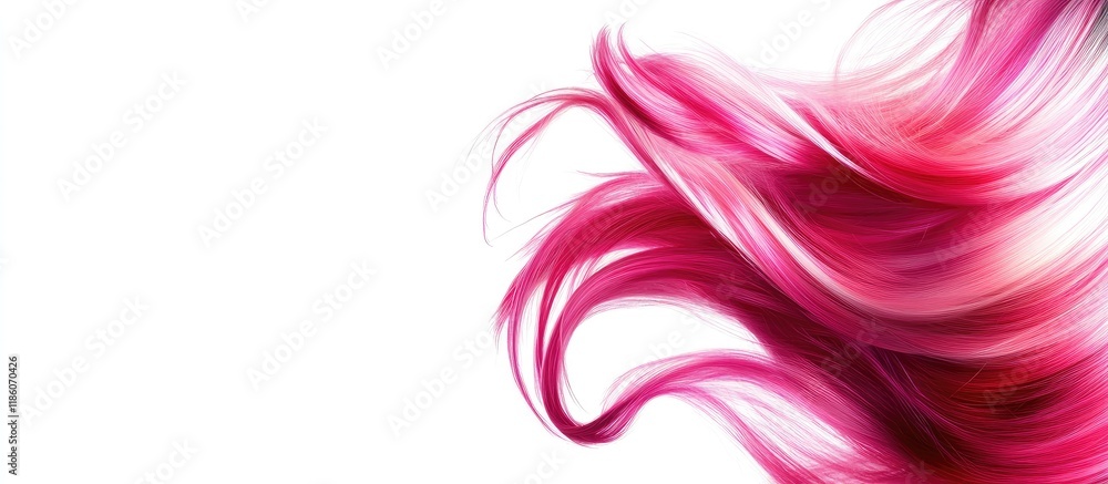 Aufkleber Pink shiny hair set against a white background Space available for text. with copy space image. Place for adding text or design