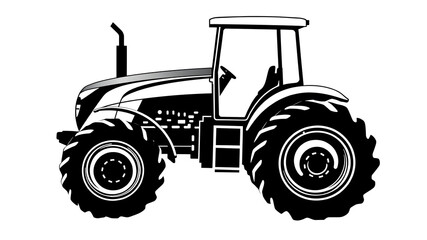 Obraz premium Farm tractor, black and white silhouette logo design isolated on a white background. Generative AI