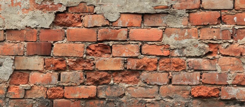 Fototapeta The surface of the aged red brick wall Aged red brick Copy space