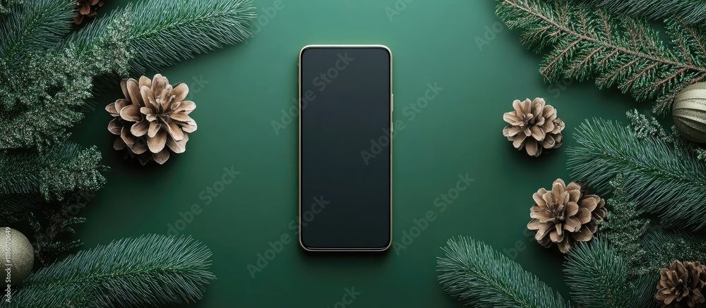 Aufkleber Christmas Tree Decoration With devices Help foster a festive atmosphere To make it more engaging. with copy space image. Place for adding text or design