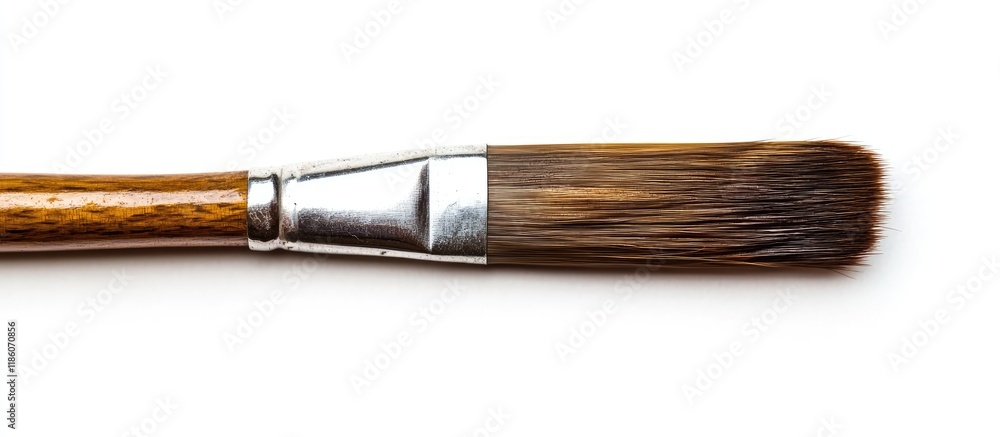 Poster brown paintbrush against white background. with copy space image. Place for adding text or design