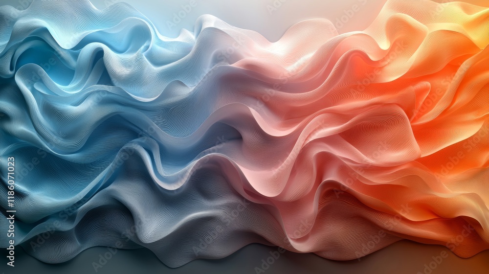 Poster in the realm of digital art, vibrant flowing curves presents an animated visualization of smooth gra