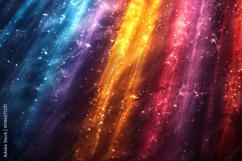 Poster dynamic abstract rainbow motion graphics with vibrant multicolor particle animations provide an ener