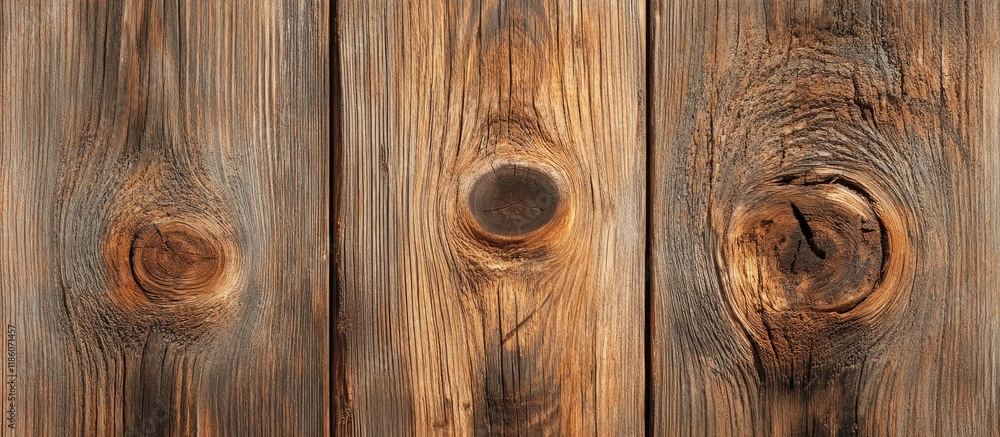 Leinwandbilder Background of an old brown wooden board featuring knots Vertical wood pattern texture. with copy space image. Place for adding text or design