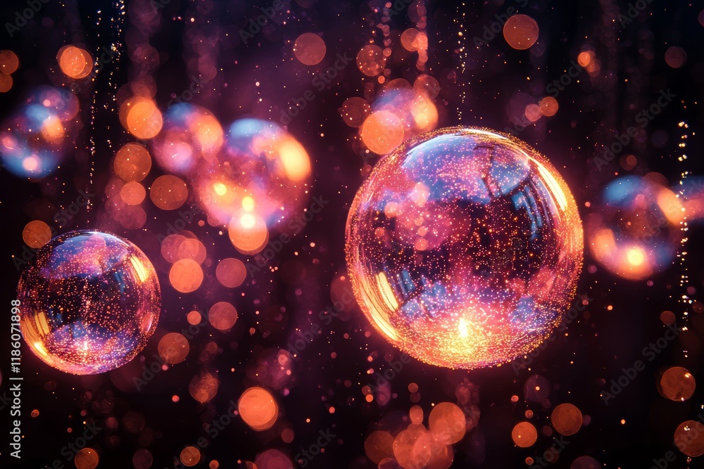 Poster continuous 3d visuals of a colorful orb wreath a dark background