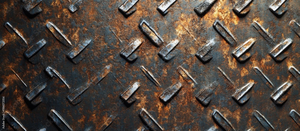 Poster Aged metal texture for background diamond metal surface texture. with copy space image. Place for adding text or design
