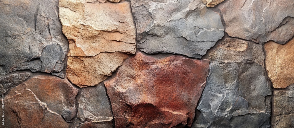 Poster Textured stone wall with a brown and gray background. with copy space image. Place for adding text or design