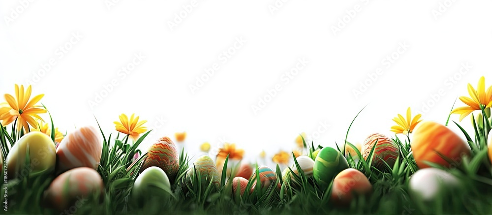 Aufkleber Easter background separated on white. with copy space image. Place for adding text or design