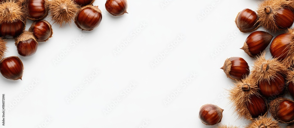 Leinwandbilder edible chestnuts on a white background. with copy space image. place for adding text or design