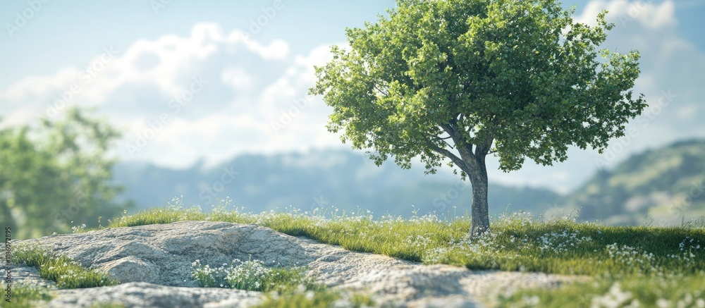Leinwandbilder tree in the outdoor landscape. with copy space image. place for adding text or design