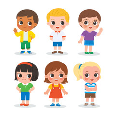 Group of multiracial children. Happy children with different expressions and gesture. Happy kids collection.